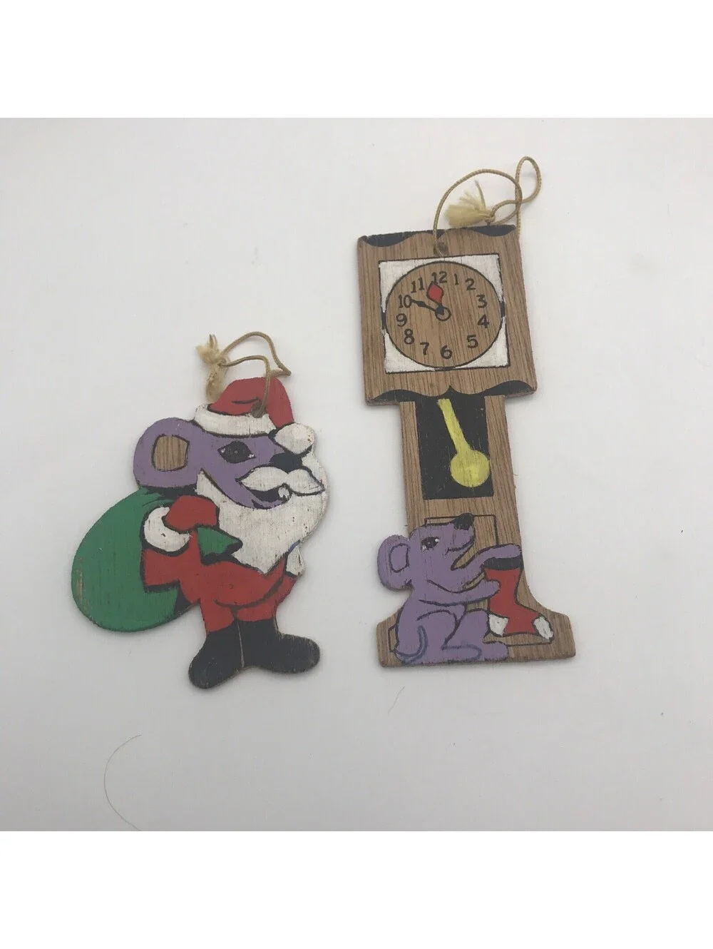 Vtg Wooden Christmas Ornament Lot Of 16 Nursery Rhyme Raggedy Andy Double Sided